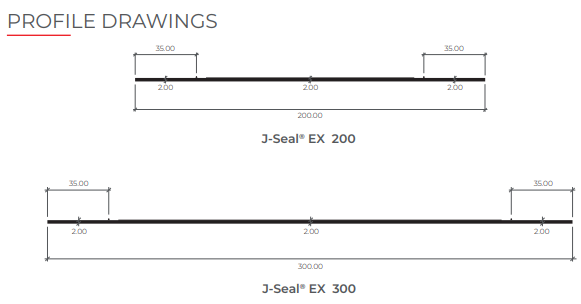 J SEAL EX TPER Sealing and Waterproofing Membrane Profile Drawings | Corkjoint